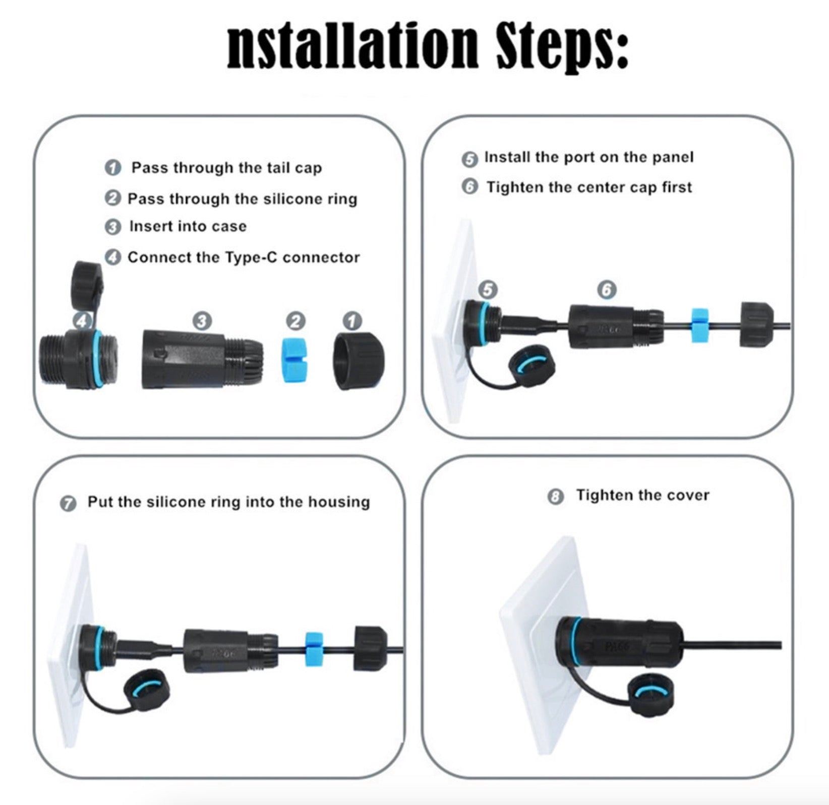 Step-by-step installation instructions for a camera accessory.
