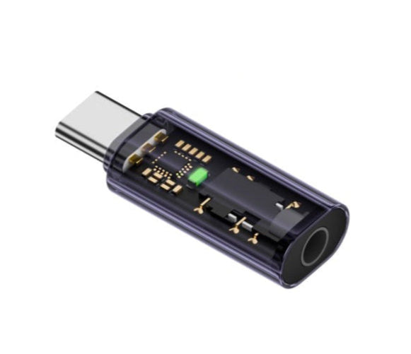 USB-C to 3.5mm audio headphone adapter purple type-c to aux jack connector with built-in DAC