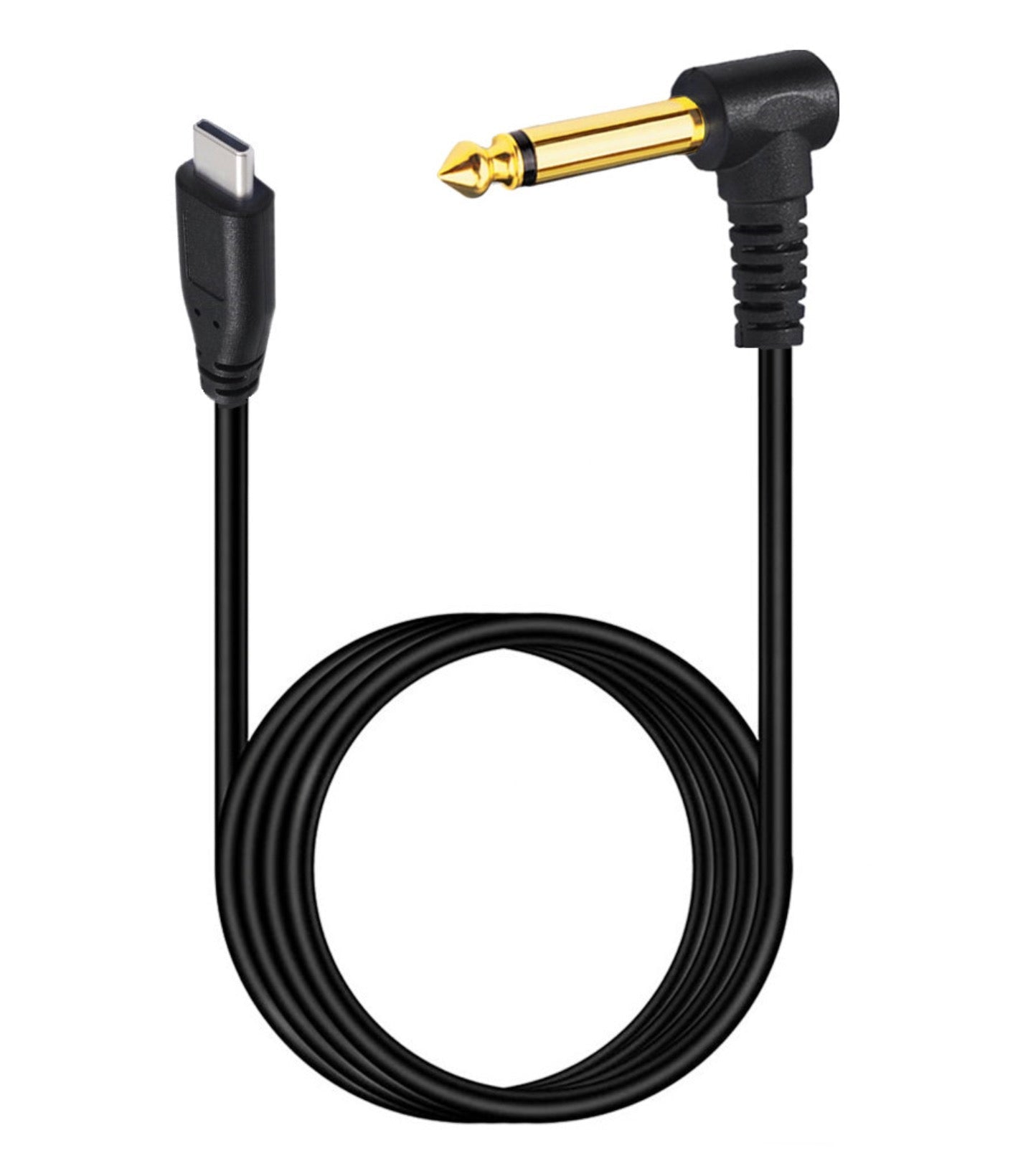 USB C to 6.35mm 1/4 inch TS mono audio cable with right angle plug for guitar and bass