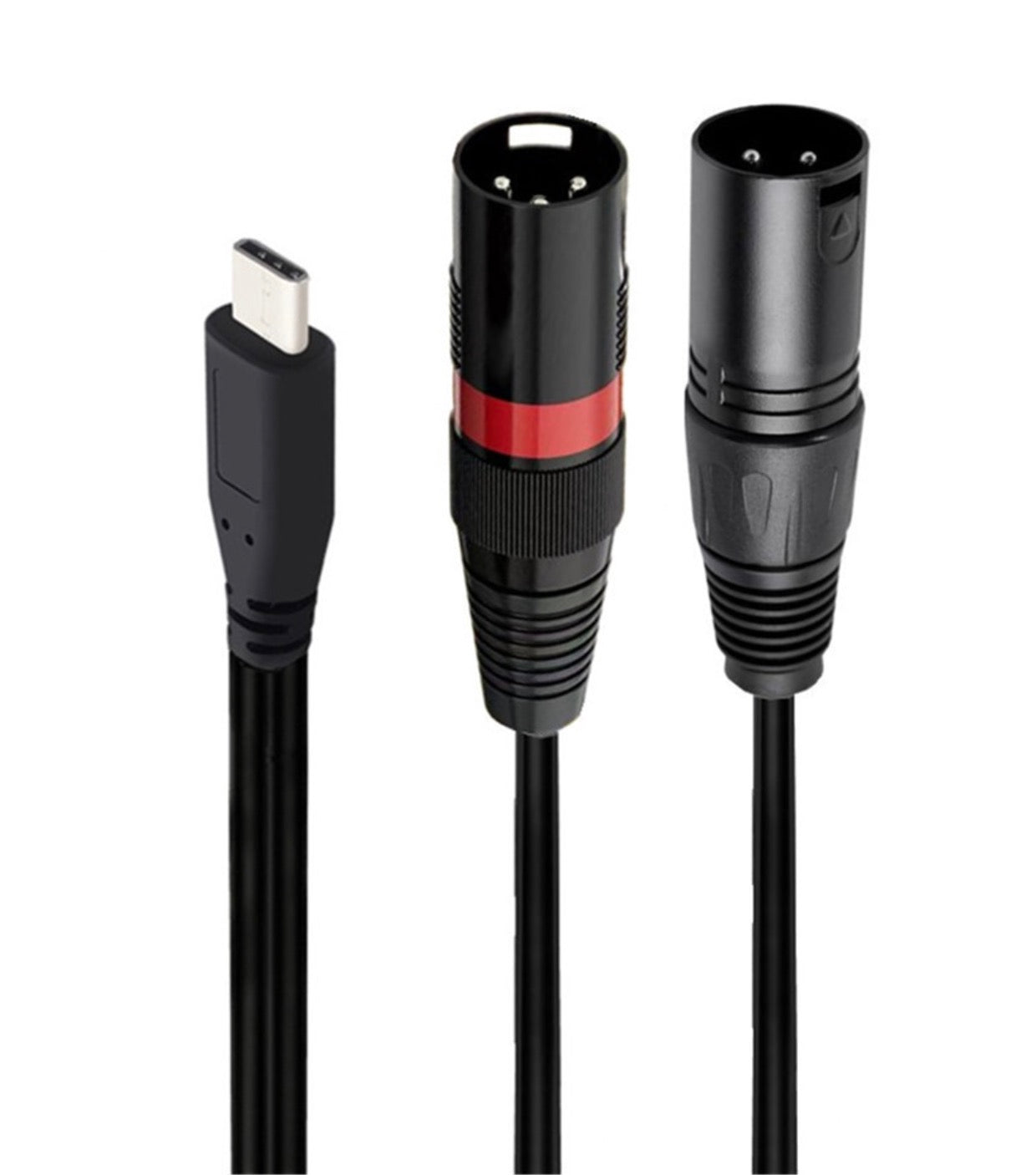 USB-C to dual XLR male stereo audio splitter cable