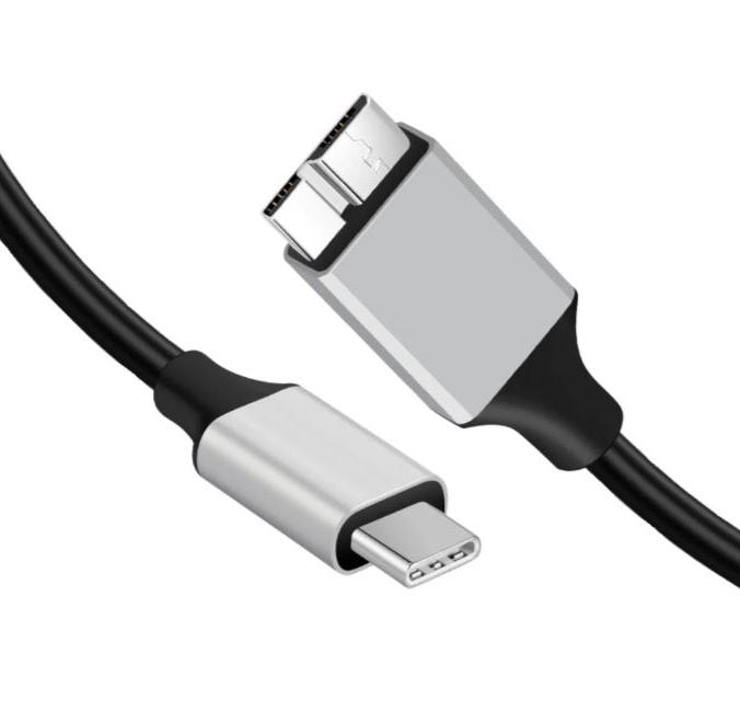 Black USB-C Micro-B coiled lead