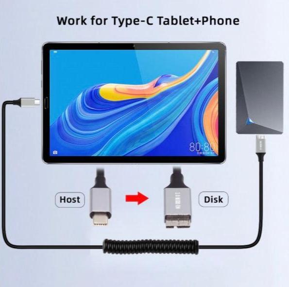 USB-C male to Micro-B external hard drive cable
