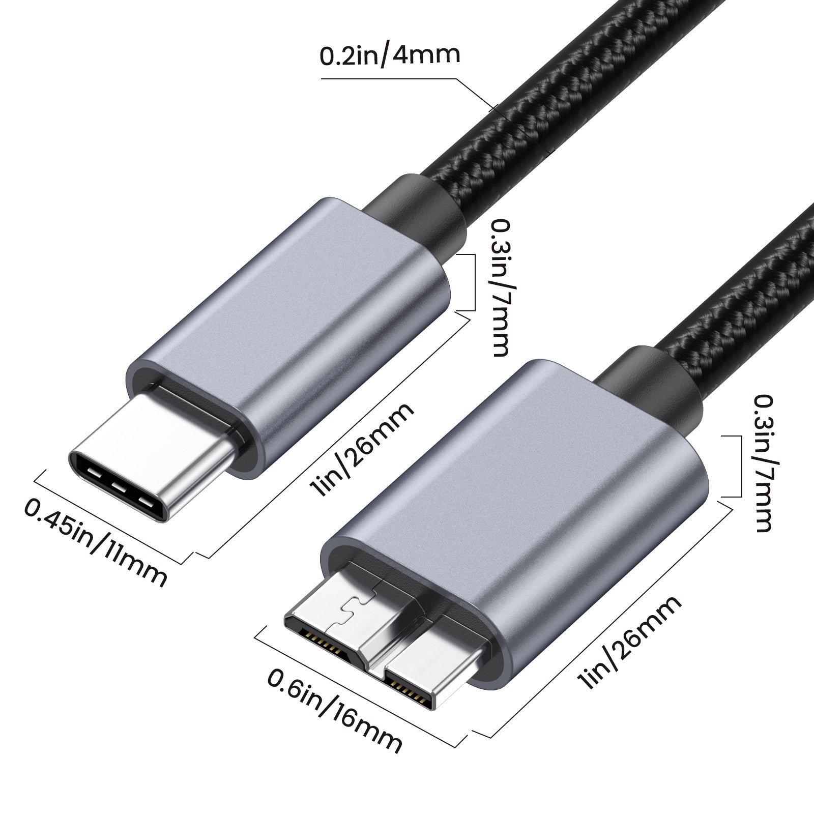 USB Type C to Micro B data transfer cable
