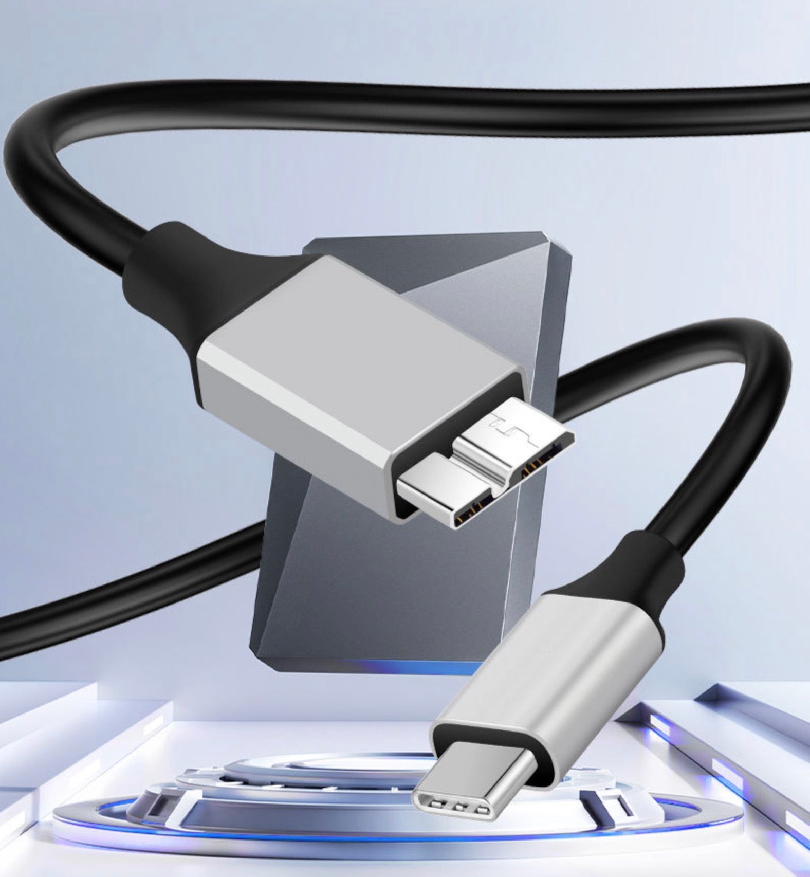 USB-C male to Micro-B male external hard drive cable