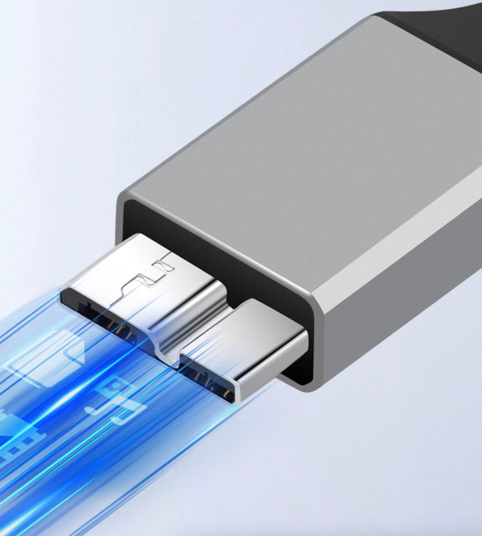 Micro-B USB 3.0 hard drive cable with USB-C connector