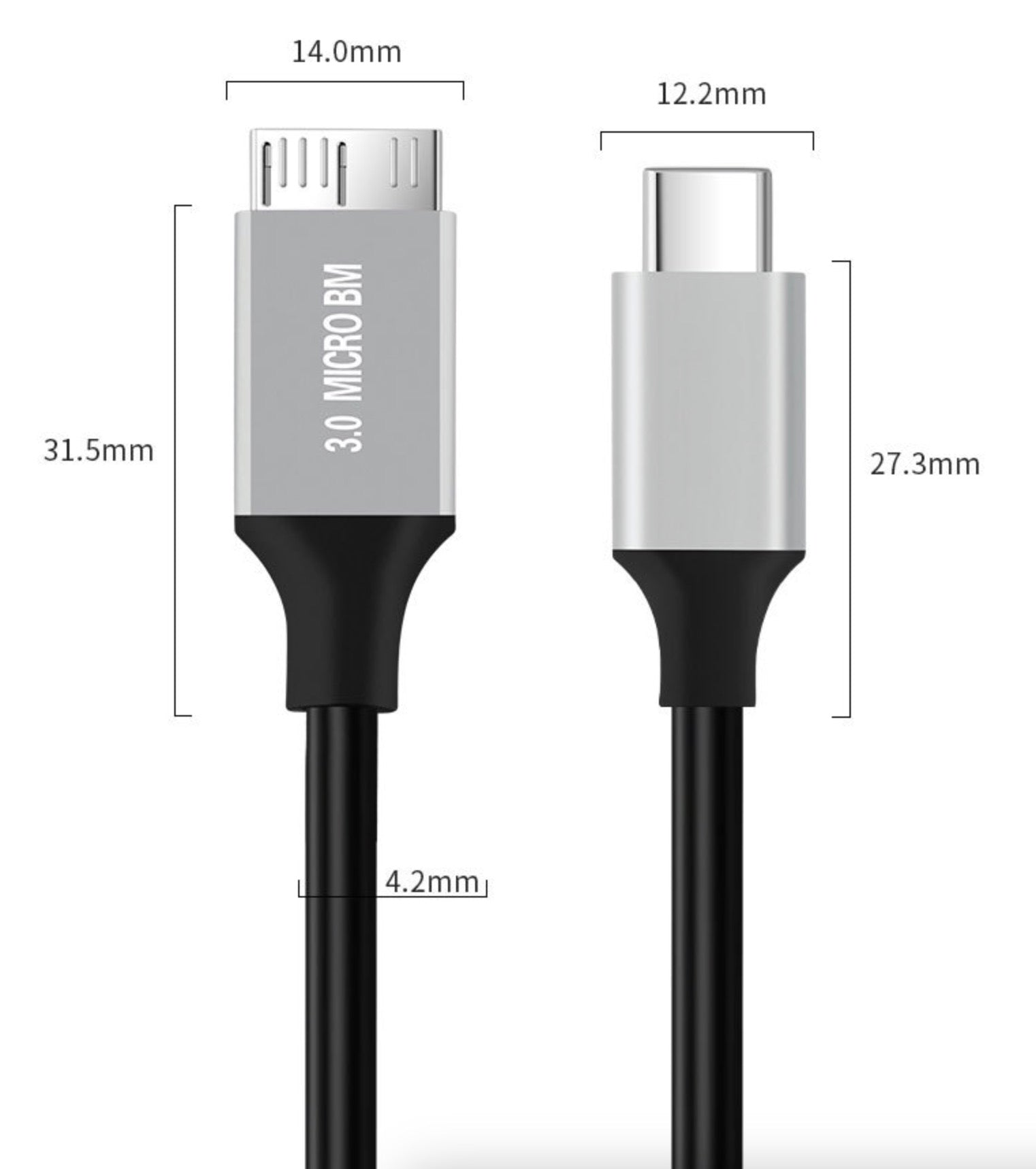 USB-C to Micro-B USB 3.0 hard drive data cable