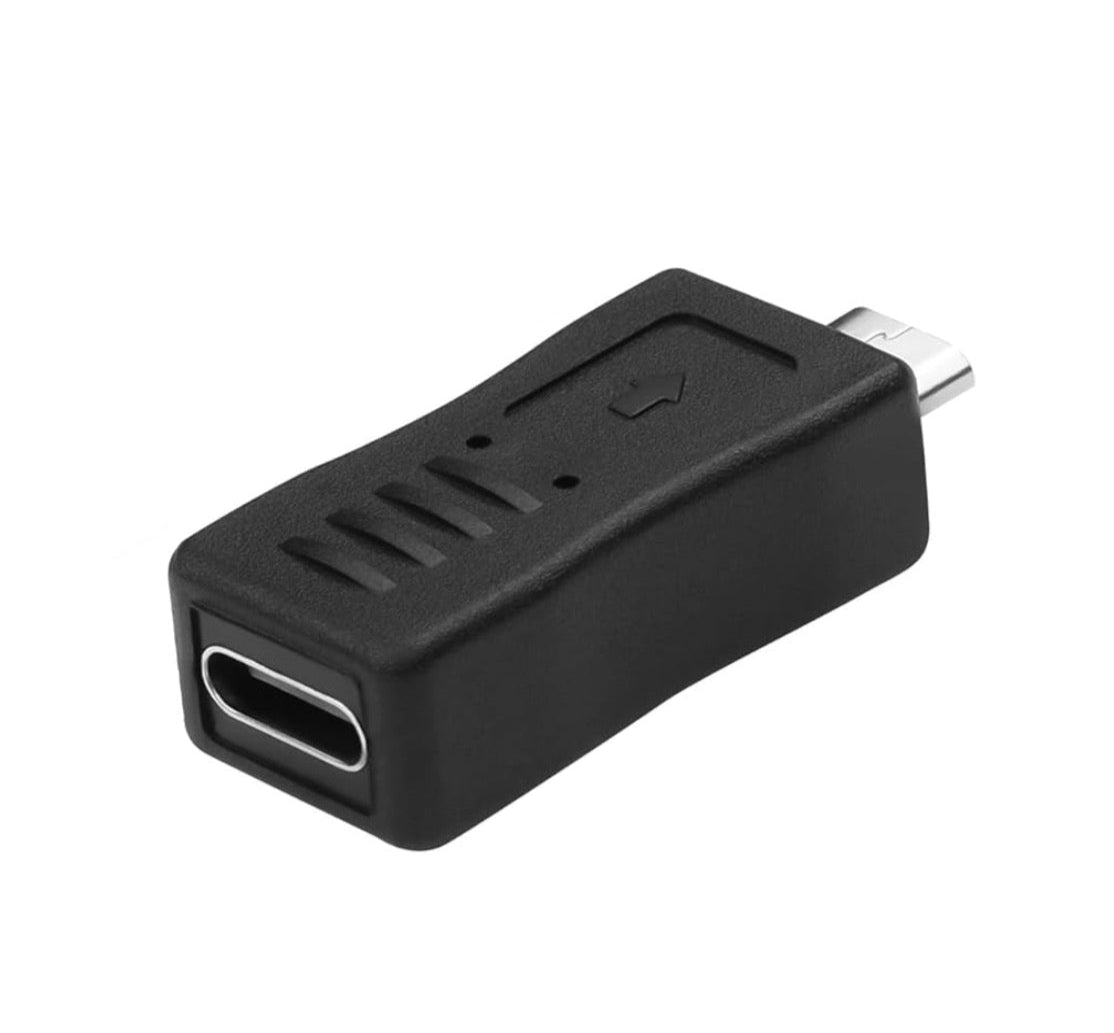 USB C female to Micro USB male adapter converter black compact design