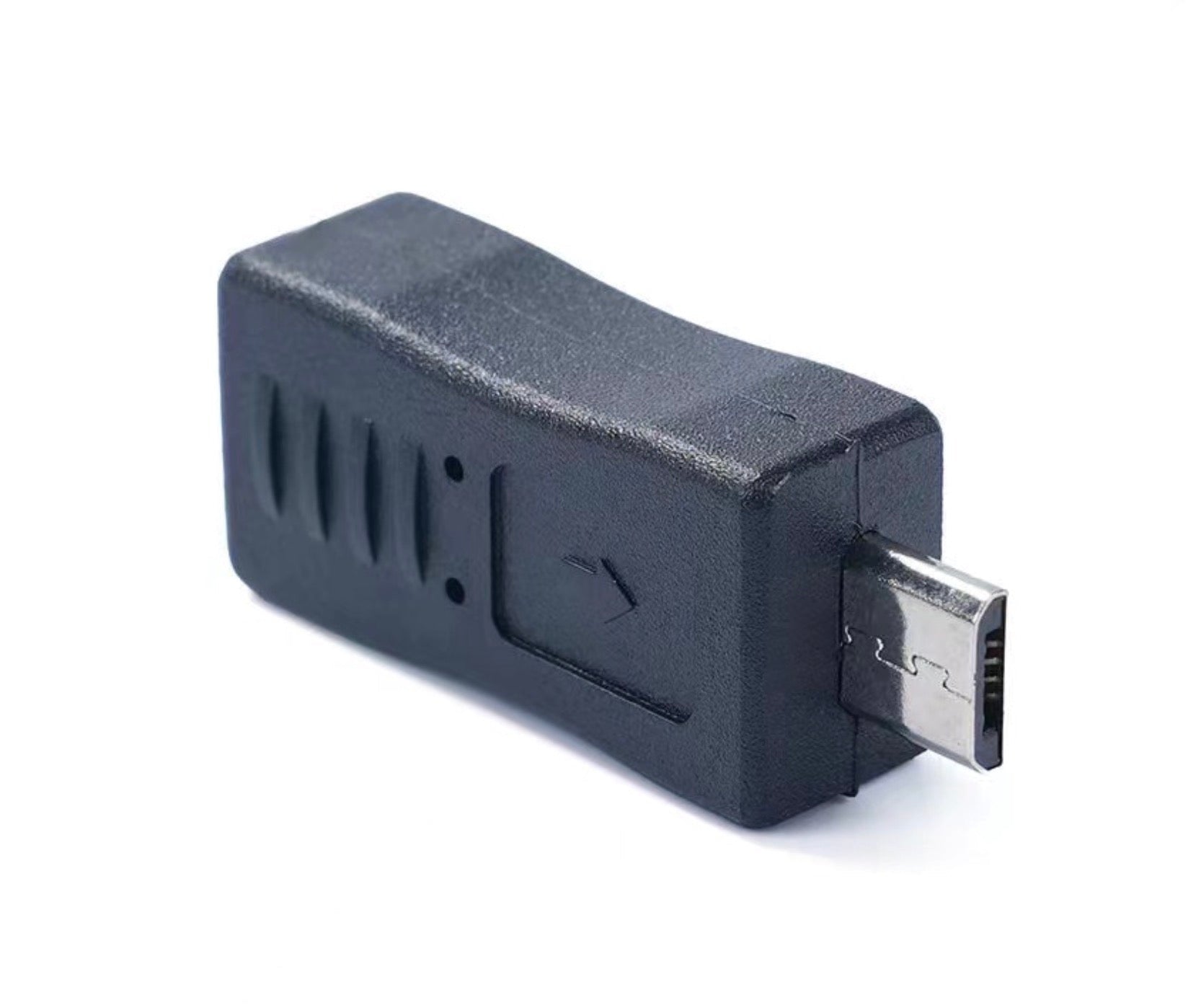 Black USB adapter on a white background