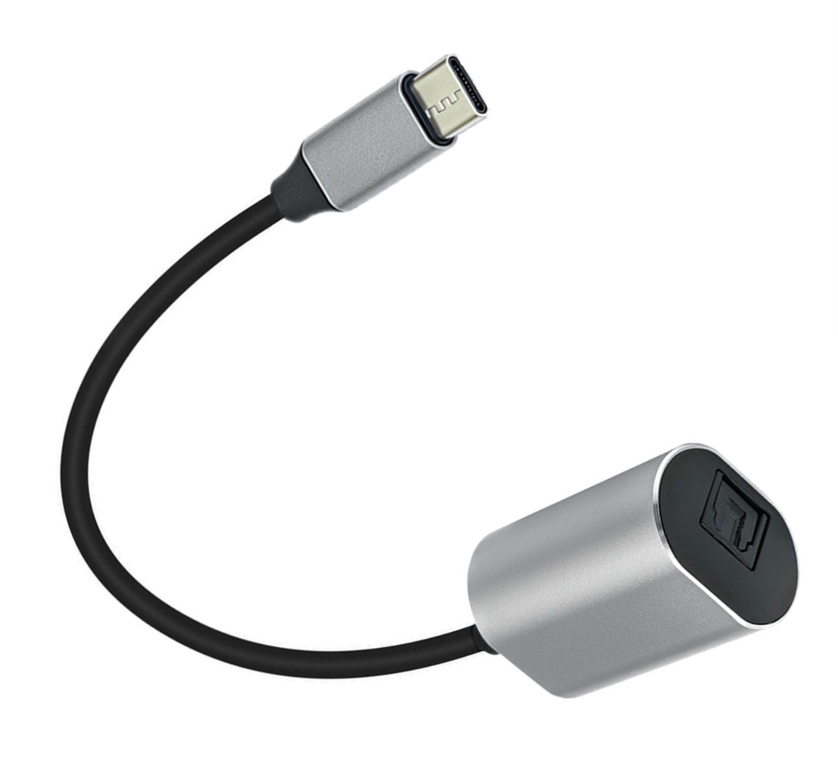 USB adapter with black cable on a white background
