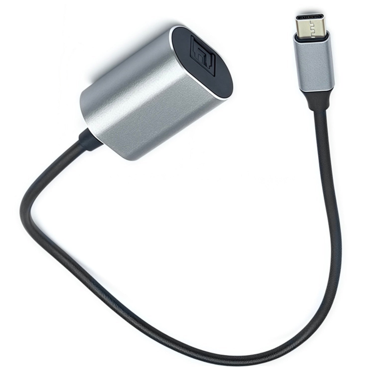 USB adapter with black cable on a white background