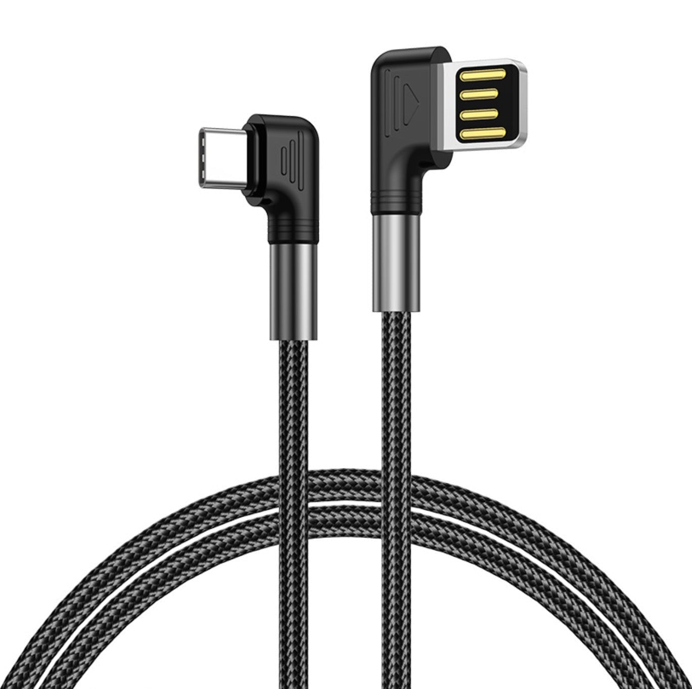 USB-C to USB-A fast charge cable with aluminium connectors and braided jacket