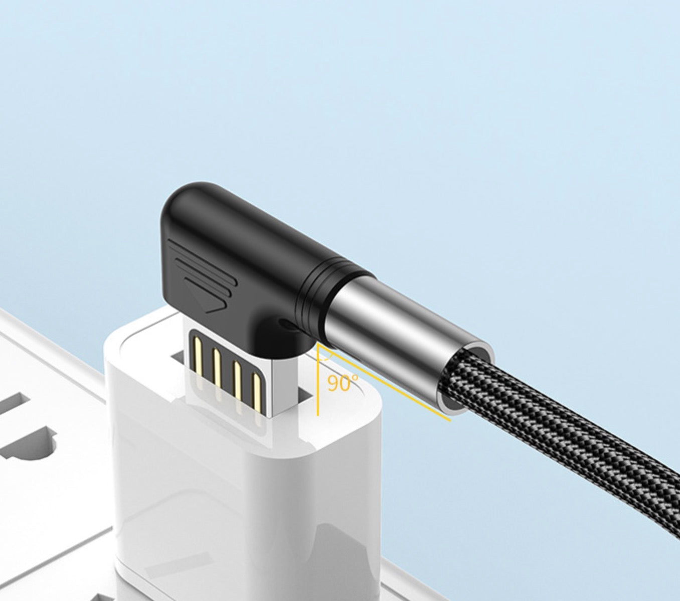 Right and left angled USB-C to USB-A 3.0 braided data sync cable