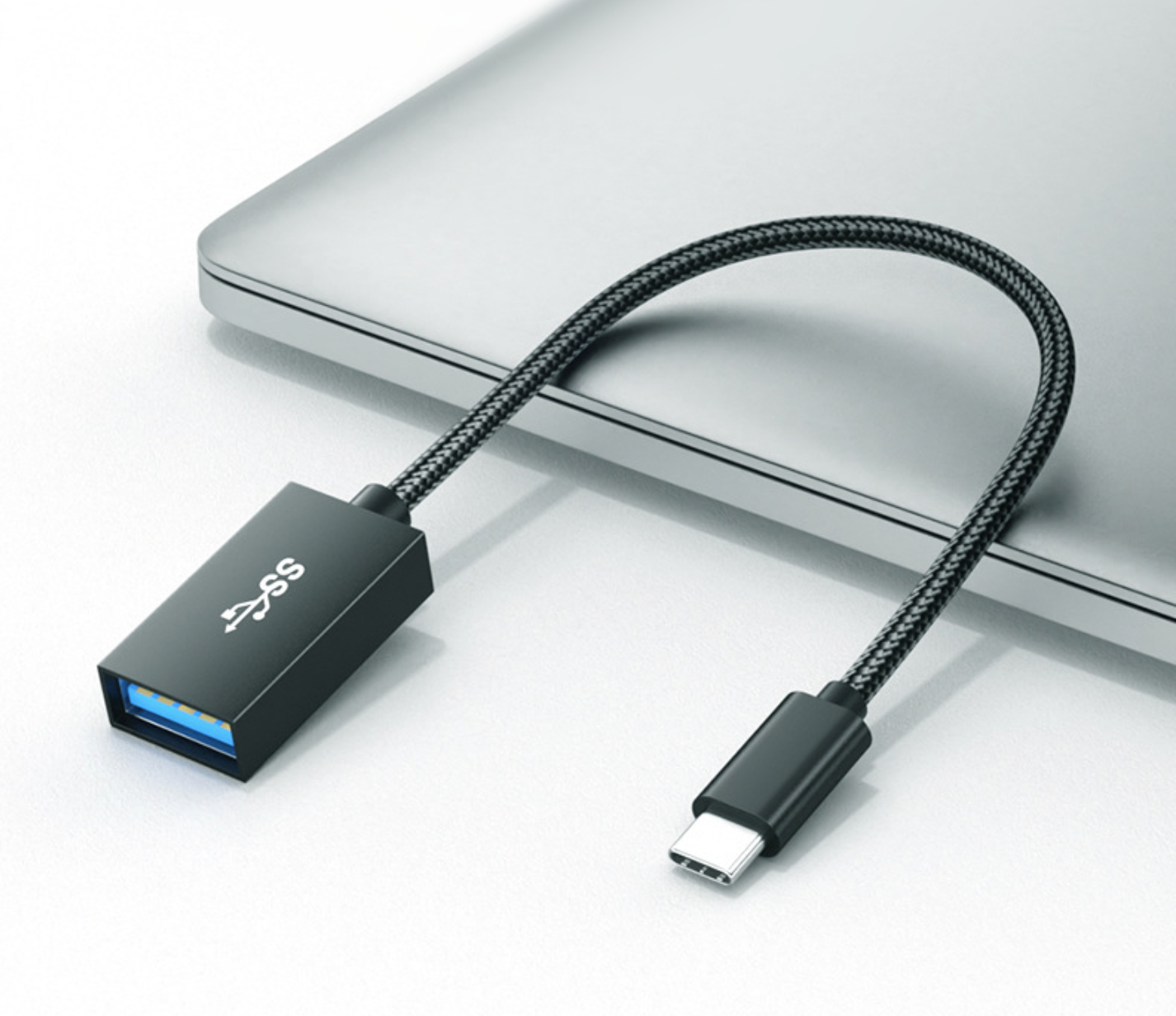 USB adapter cable with Type-C connector on a white background