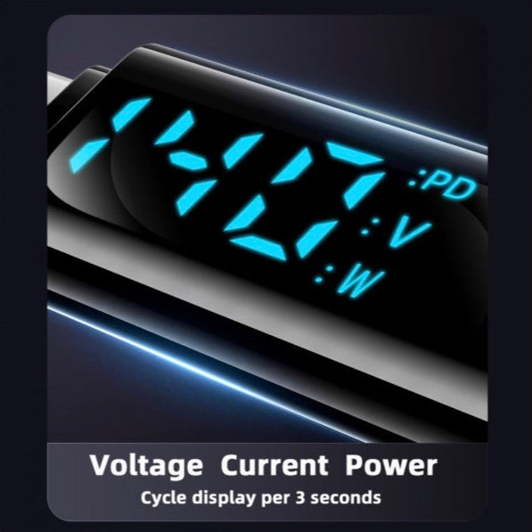 USB-C male to USB-A female adapter with digital voltage and current display supporting up to 10Gbps data transfer