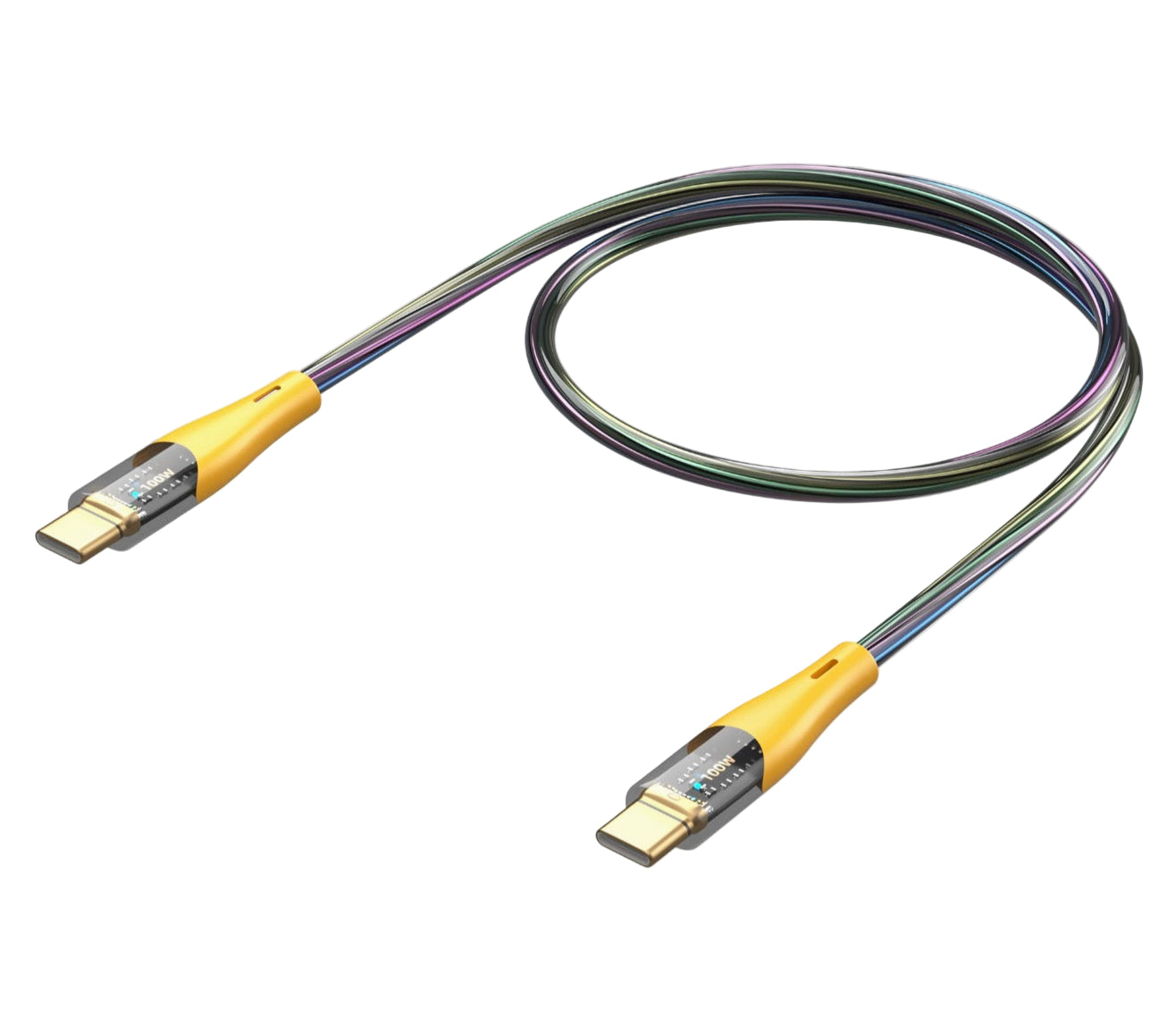USB-C to USB-C 100W PD charging cable with Type-C male to male connectors for data and power
