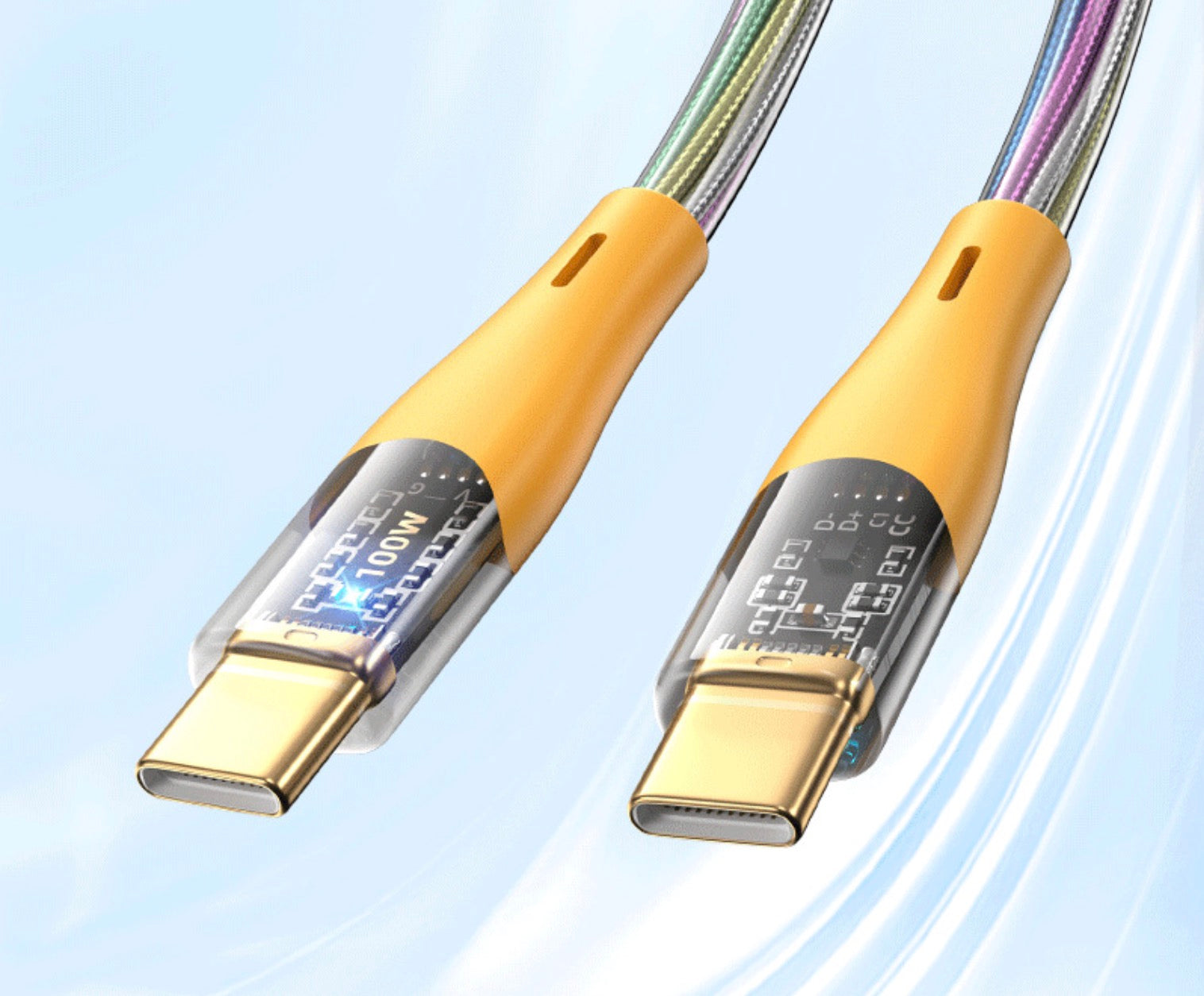 USB-C to USB-C 100W PD charging cable with Type-C male to male connectors for data and power