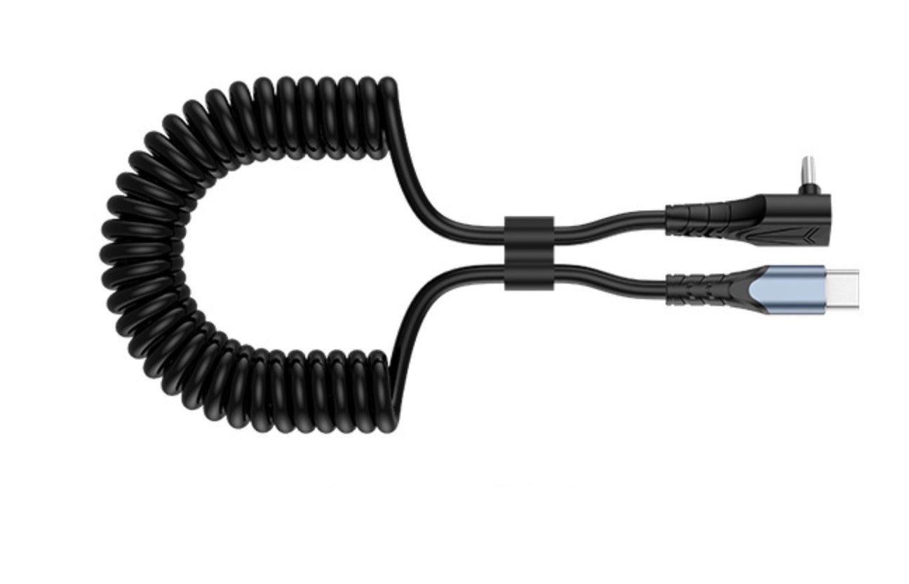 USB-C to USB-C coiled fast charging cable supporting 60W Power Delivery and data sync