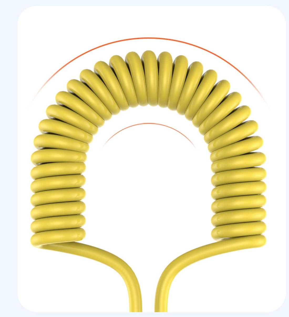 Type-C male to male coiled charging cable ideal for car charging and travel use