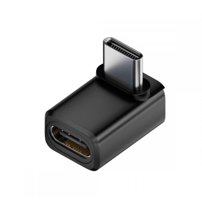 USB4 angled adapter with USB-C male to USB-C female extension supporting 80Gbps data and 240W Power Delivery