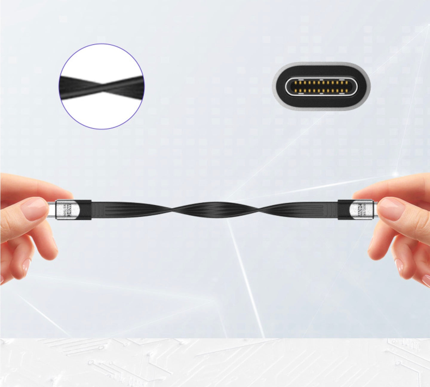 Flexible USB4 USB-C cable with 40Gbps data and 8K video support