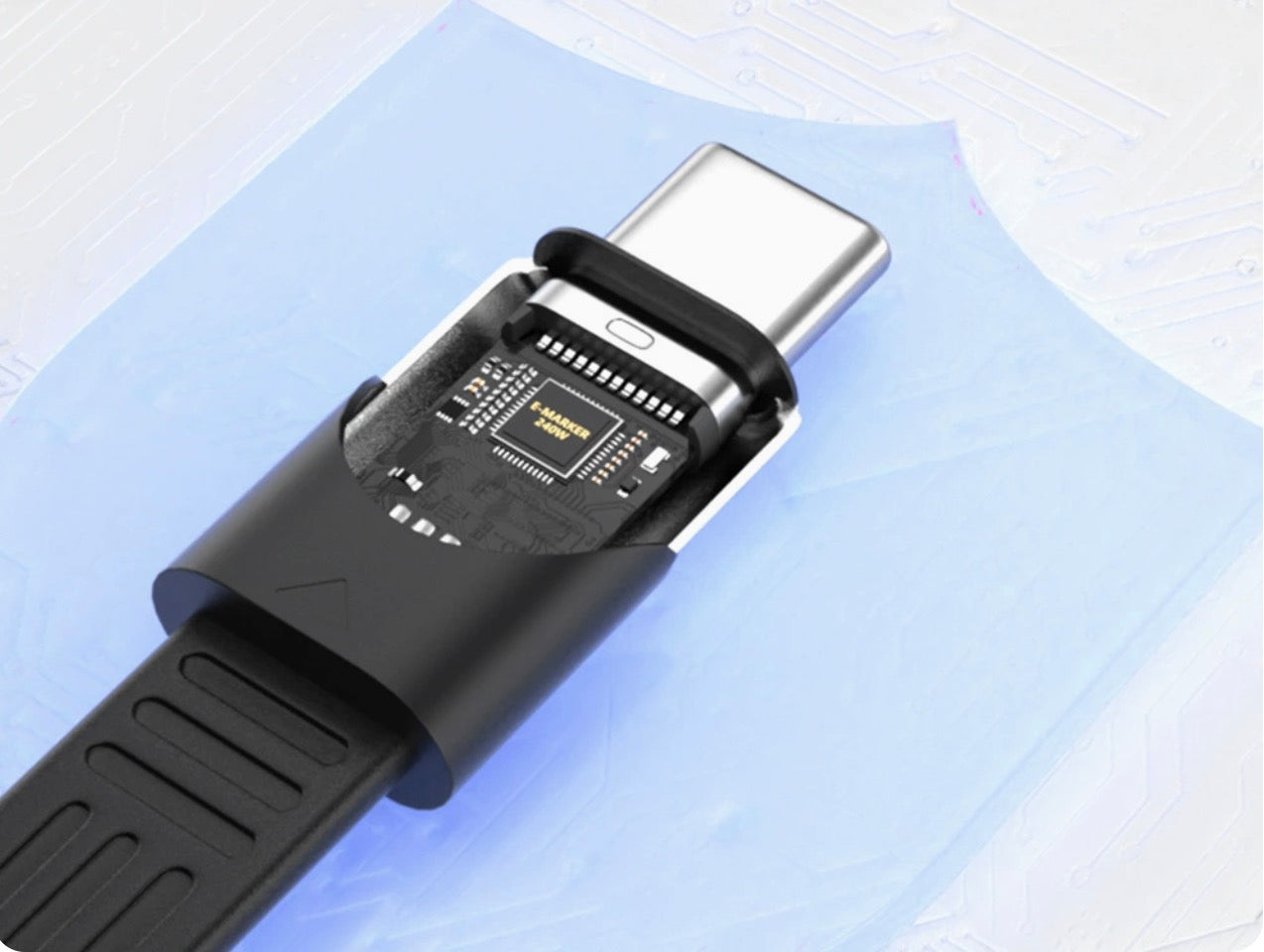 USB4 FPC USB-C to USB-C cable supporting 240W power delivery