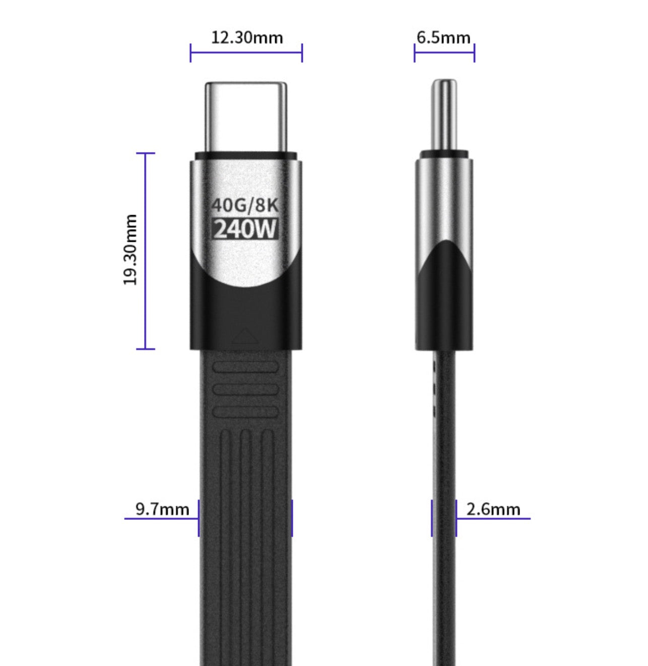 Flexible USB4 USB-C cable with 40Gbps data and 8K video support