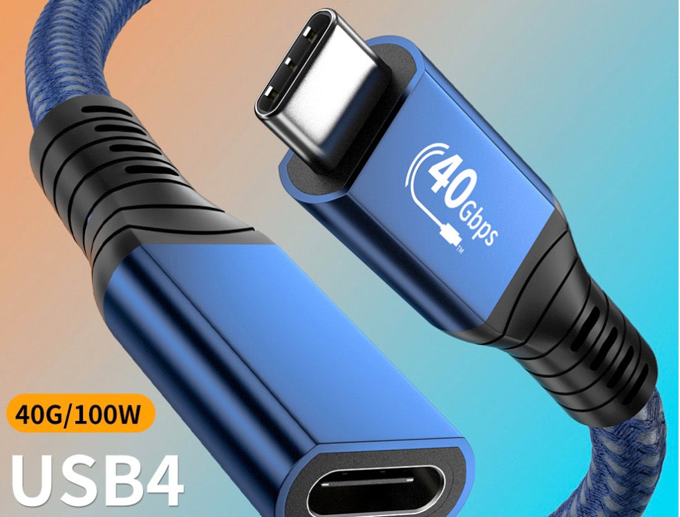 USB4 extension cable supporting 40Gbps and 100W