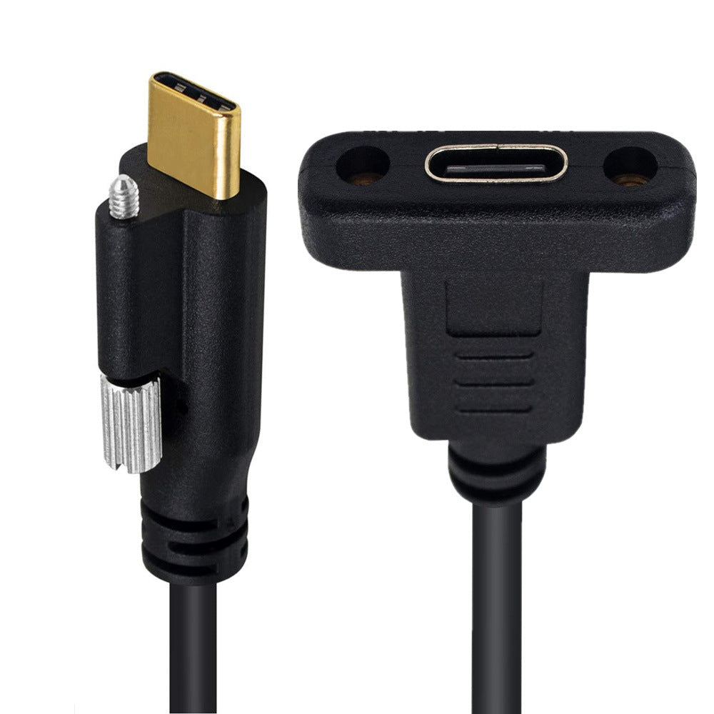 USB-C Male to USB-C 3.1 Female Data Charge with Screw Panel Mount Cable 5A 10Gbps