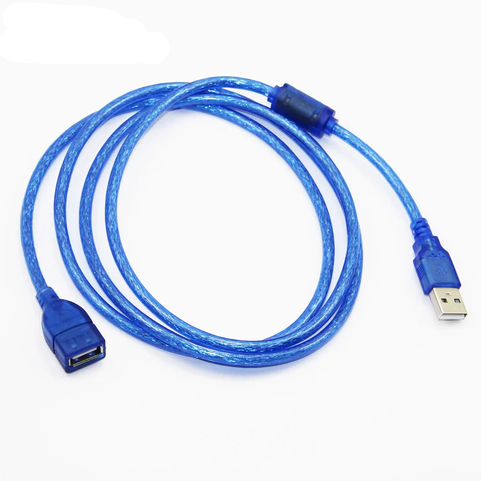 USB 2.0 male to female extension cable transparent blue