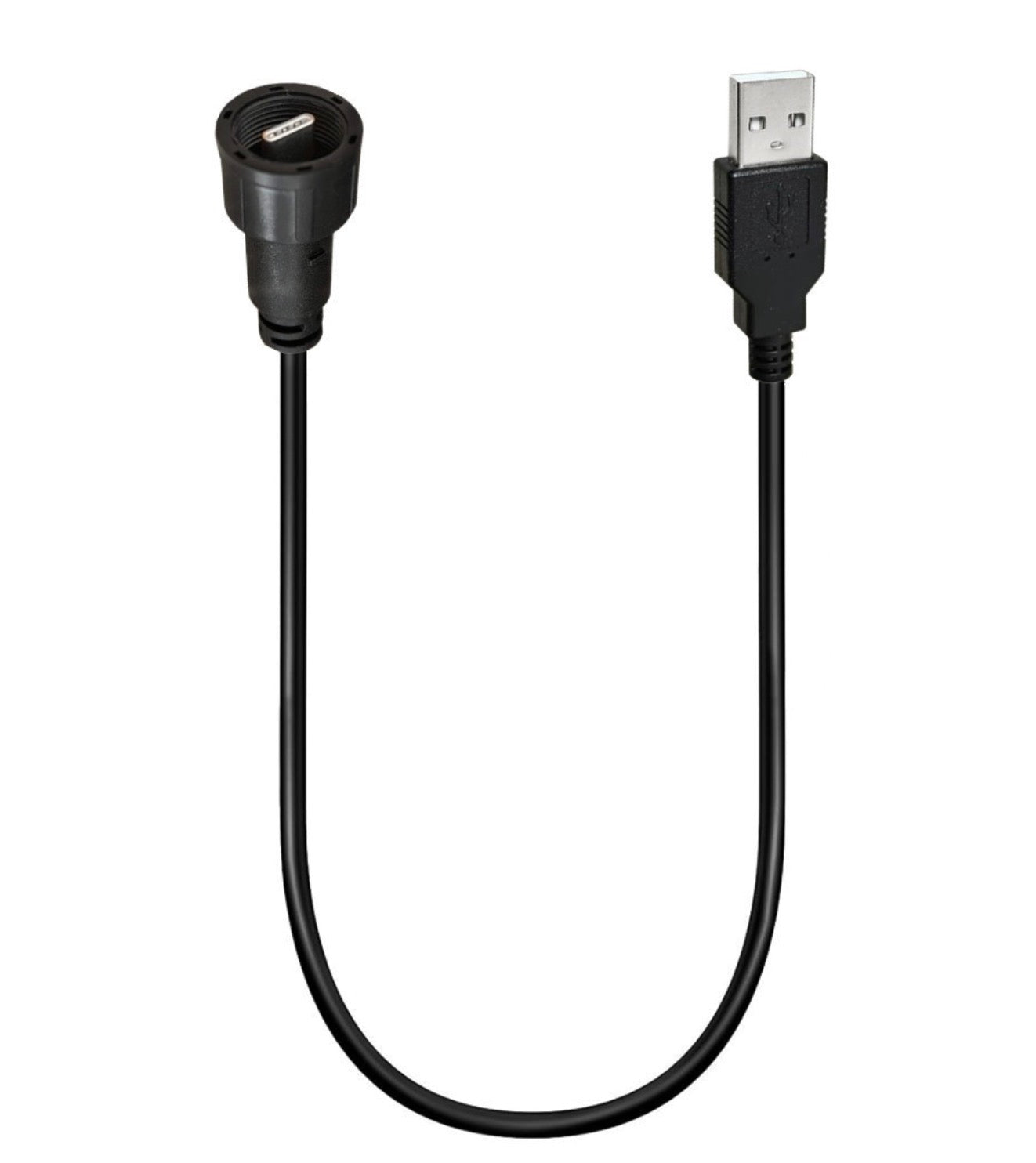 USB 2.0 Type-A to USB-C IP67 waterproof panel mount cable
