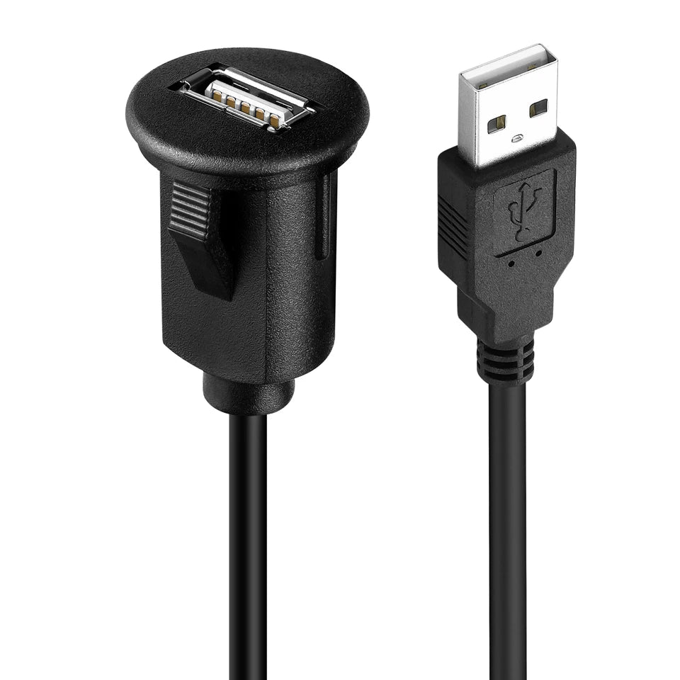 Vehicle USB flush mount socket with extension cable