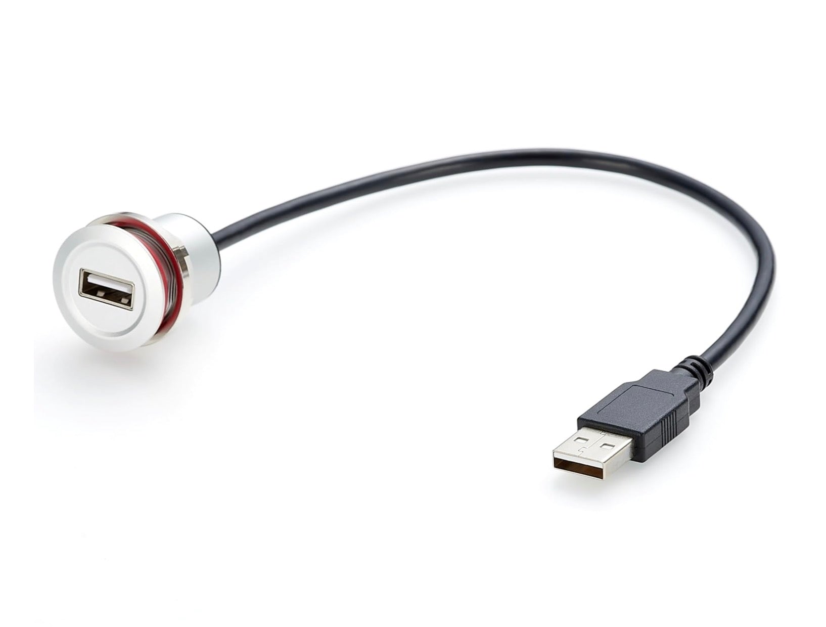 USB adapter with a black cable on a white background