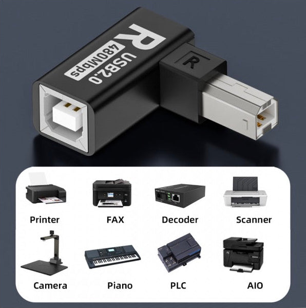 USB 2.0 Type-B male to female extension adapter
