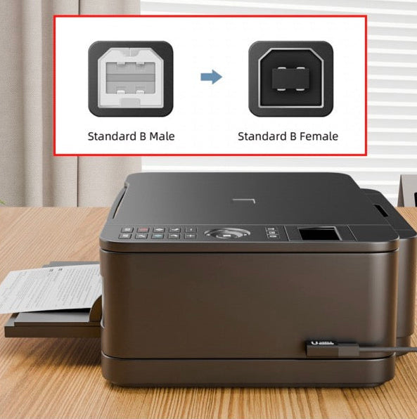 USB-B extension adapter for printers and peripherals