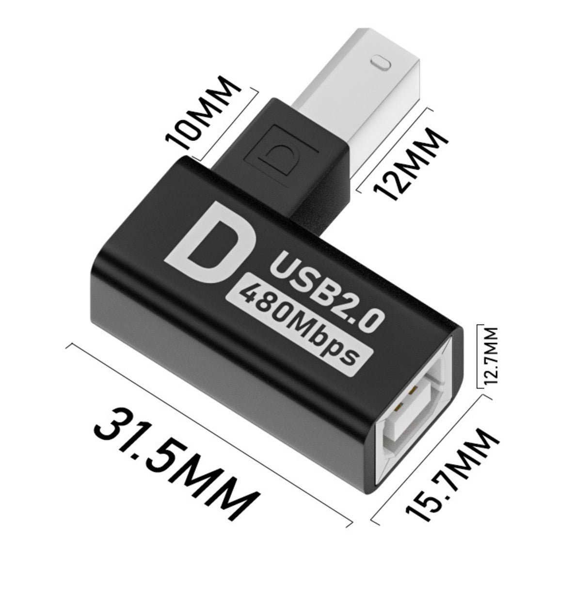 USB Type-B male to female adapter for scanner