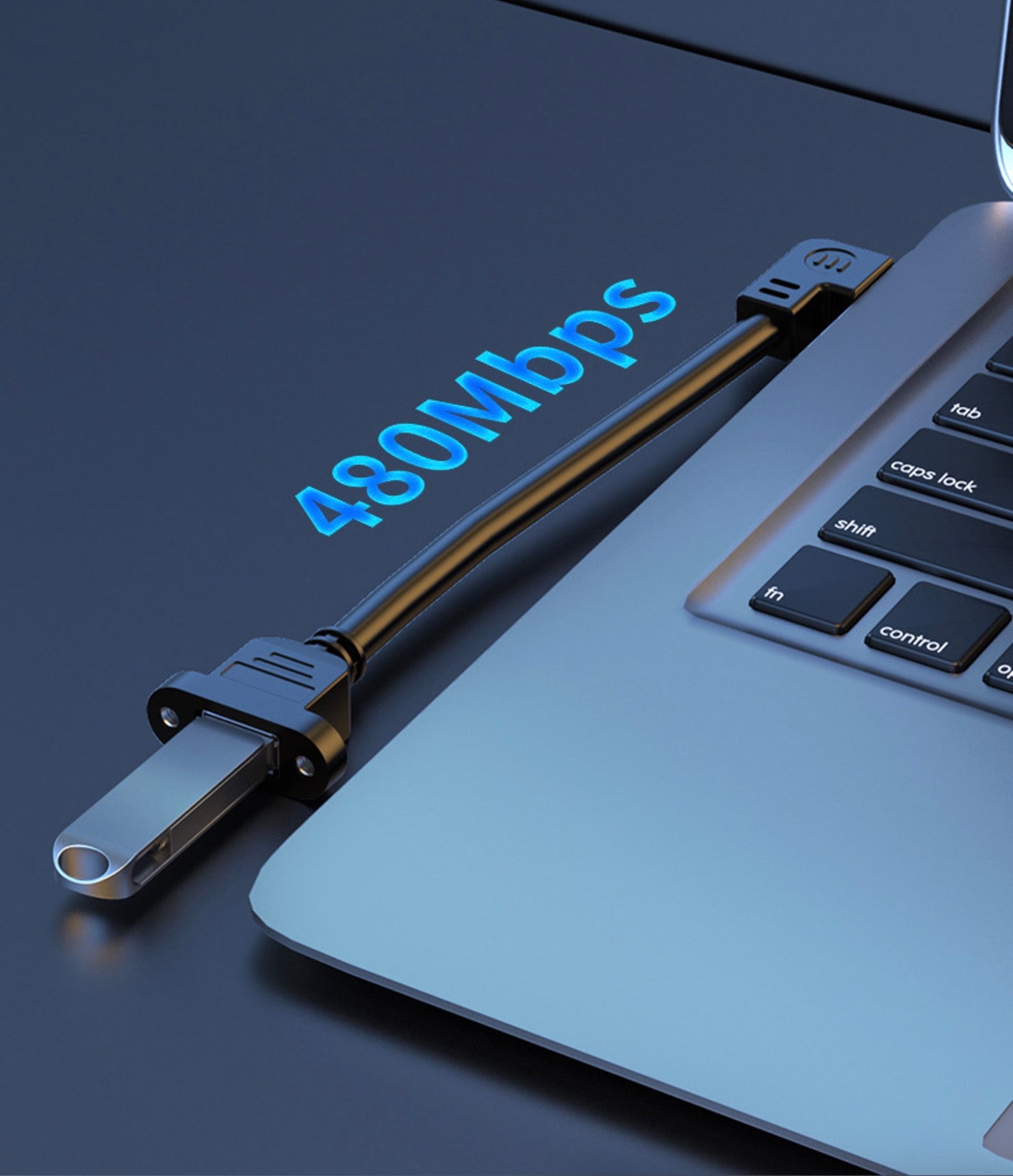 USB 2.0 Type A male to female panel mount extension cable left angle