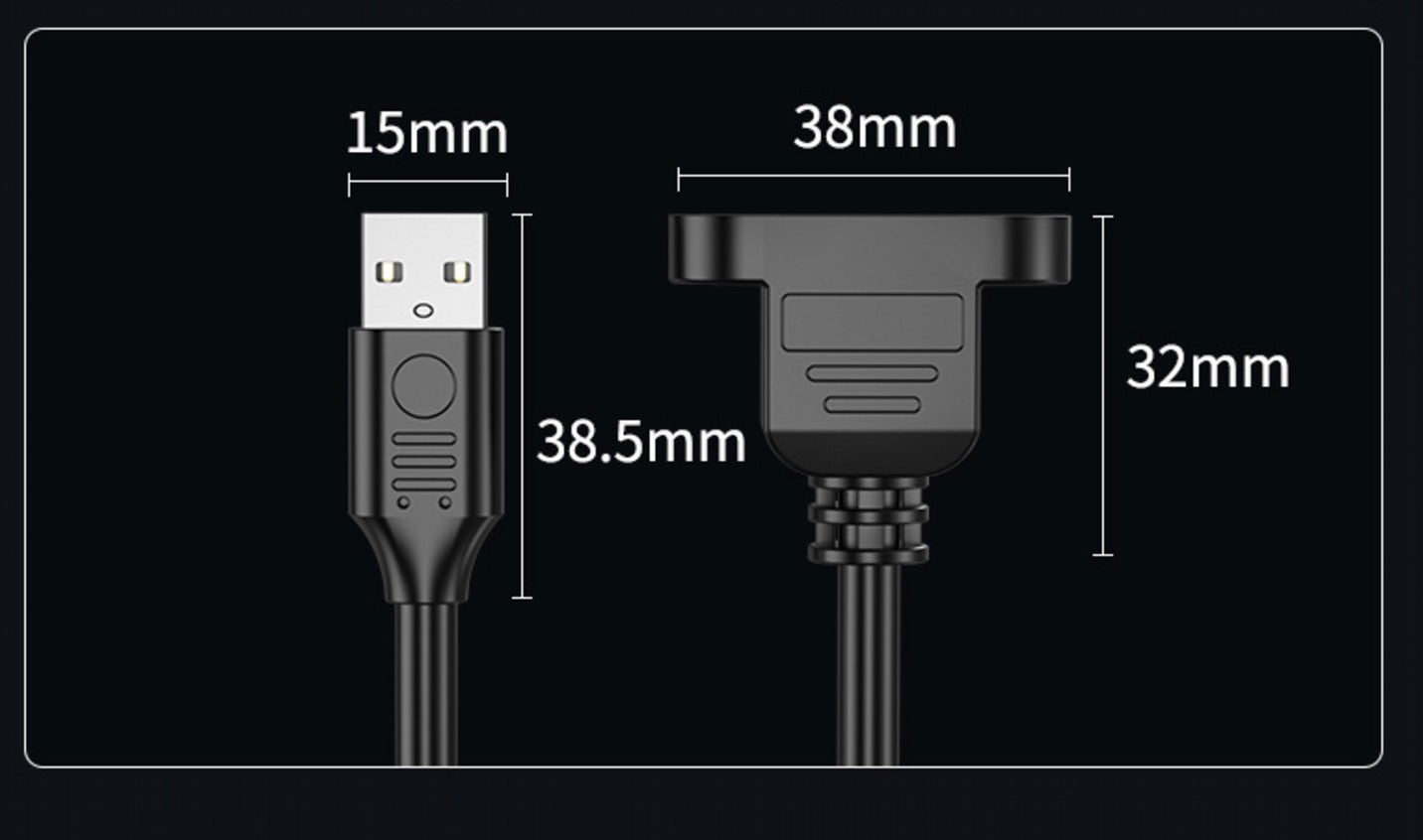 USB-A panel mount extension cable for enclosures