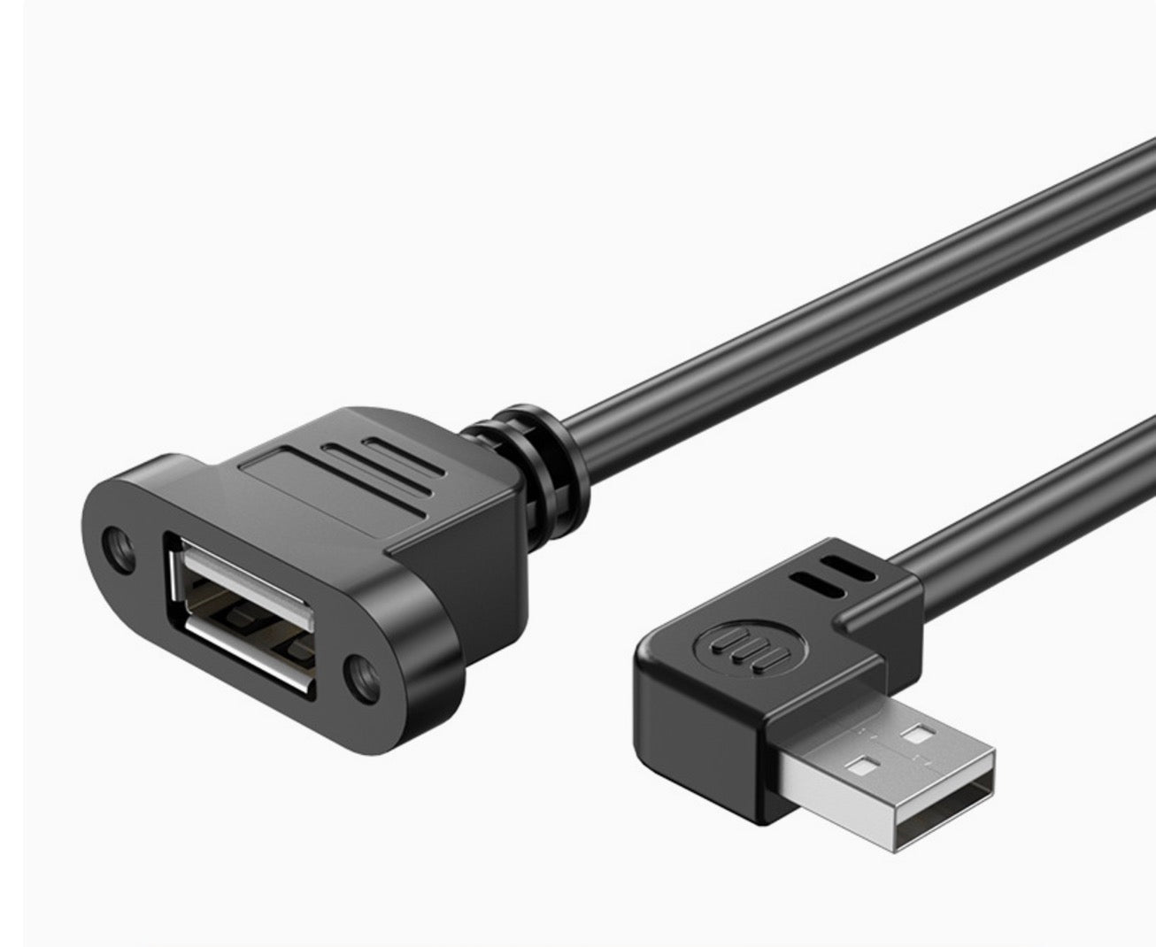 USB 2.0 Type A male to female panel mount cable right angle