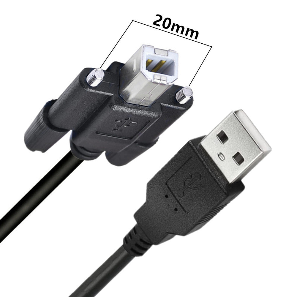 USB A male to USB B male screw panel mount cable