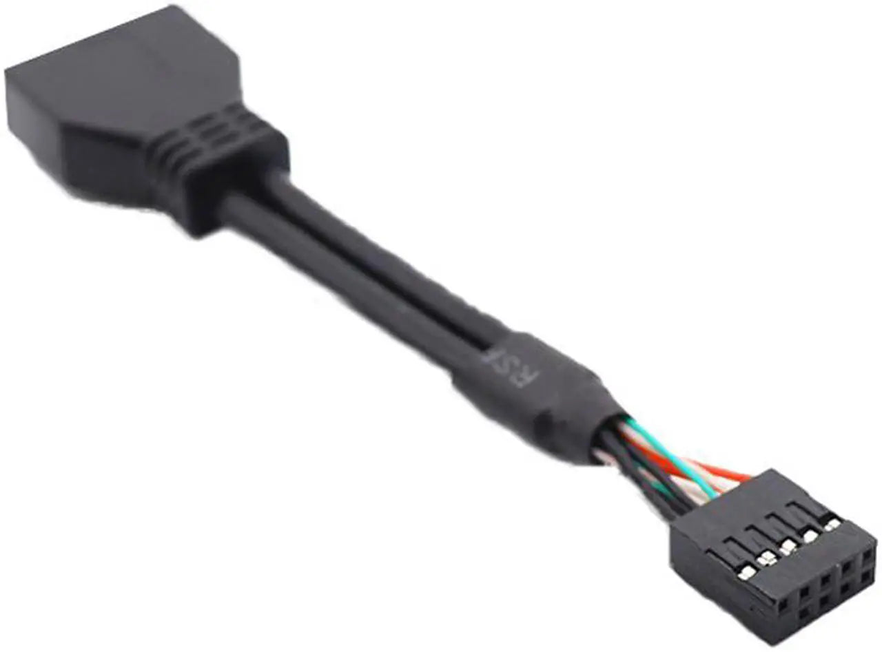 Computer cable adapter with connectors on a white background