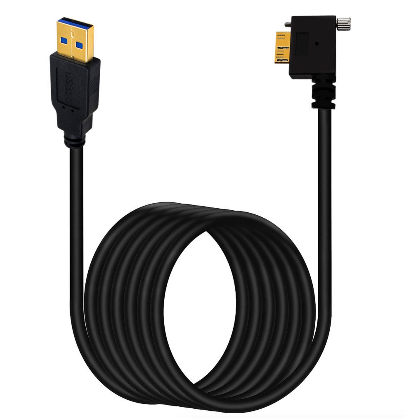 USB 3.0 Micro B dual screw locking connector left angle