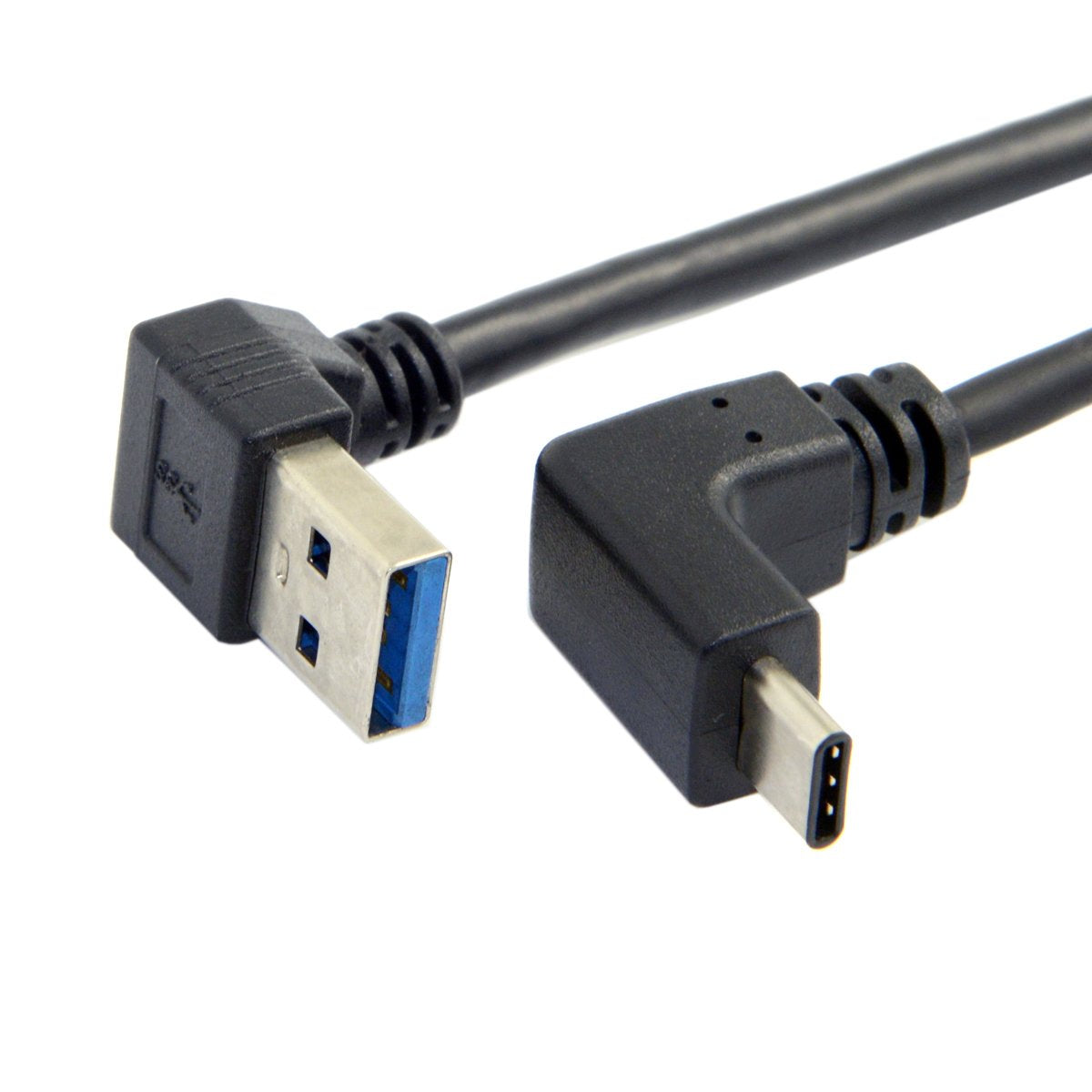 Black 1m USB A to USB C right angle lead