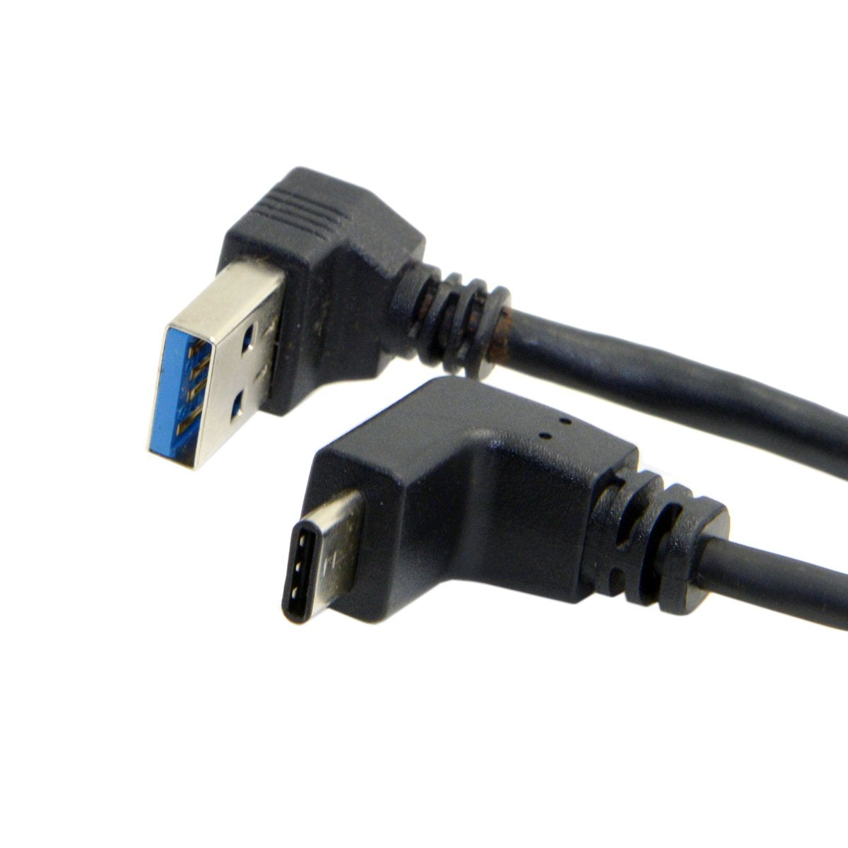 Black 1m USB A to USB C right angle lead