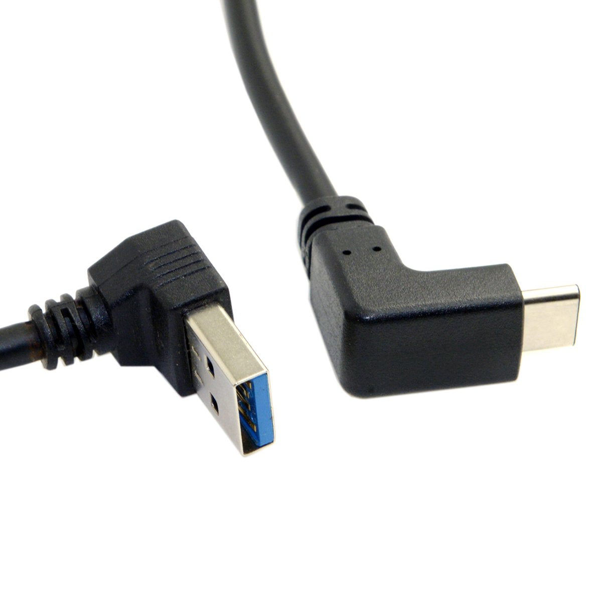 USB 3.0 male to angled USB C male sync cable
