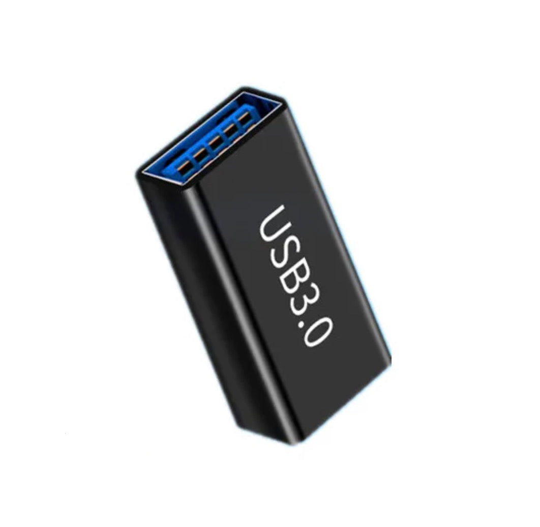 Black USB 3.0 adapter with blue connector on a white background