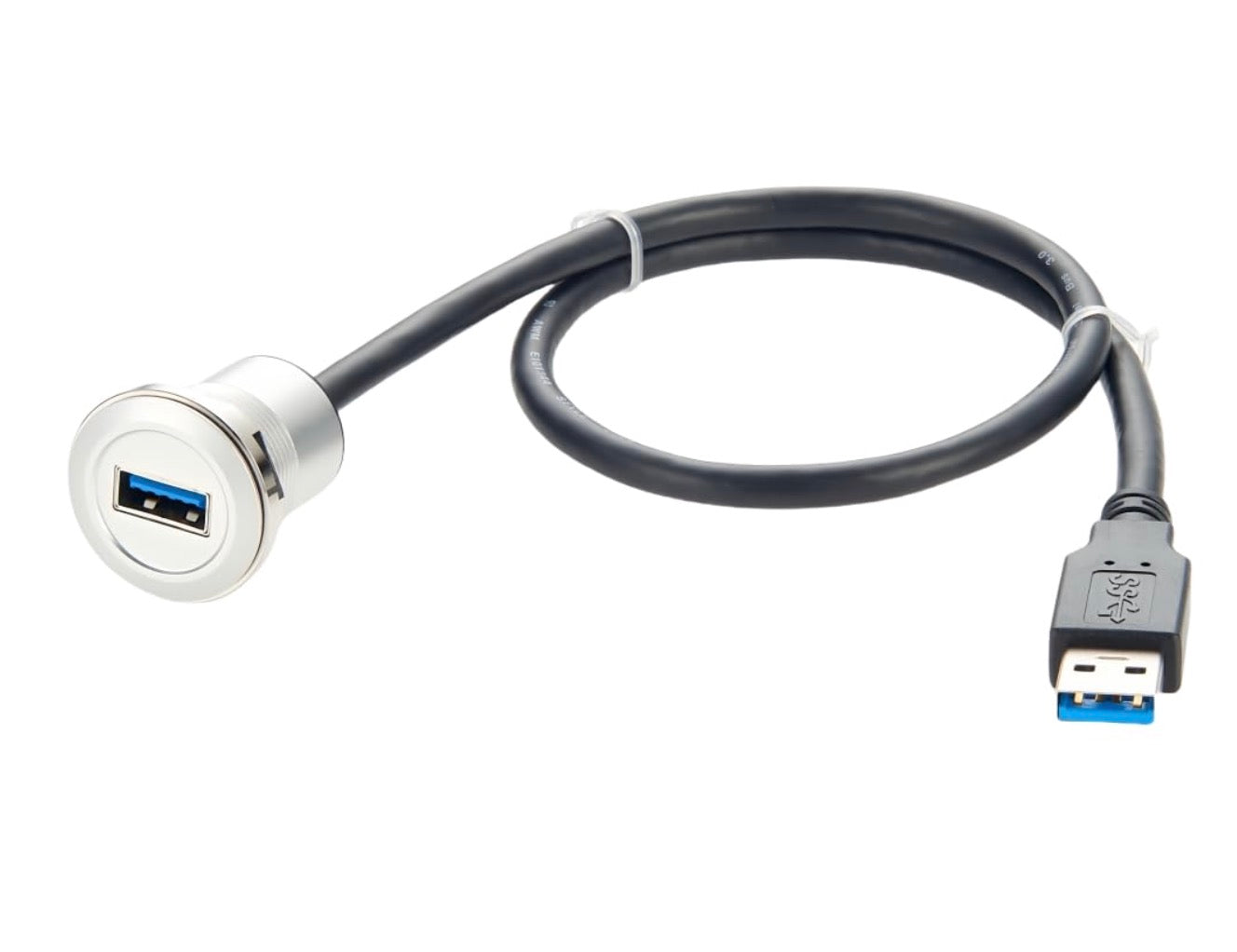 USB cable with connectors on a white background