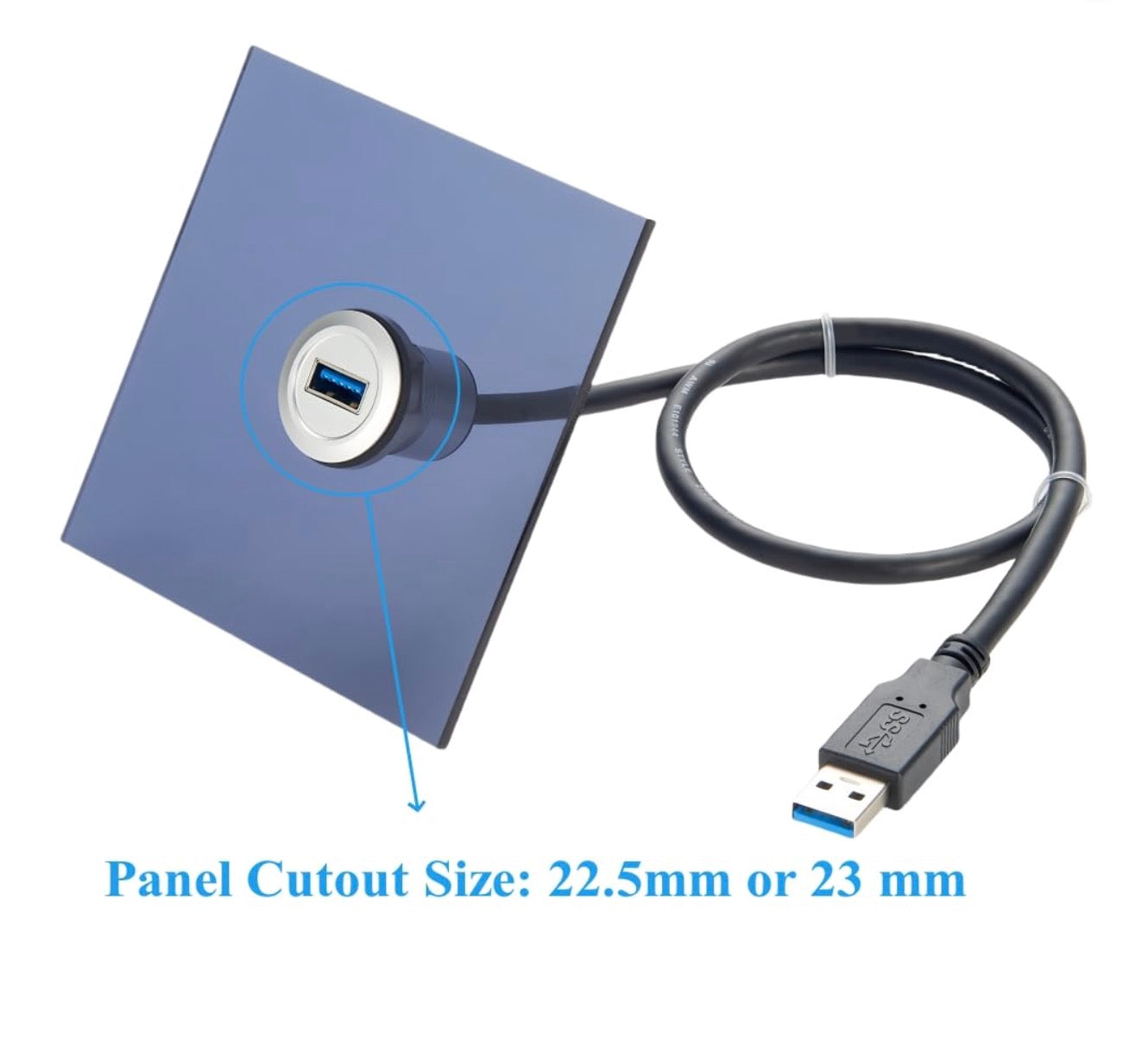 USB extension cable with connector on a white background