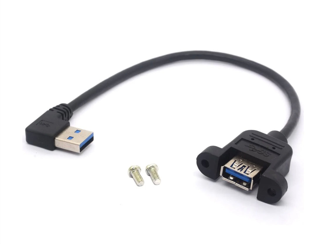 USB extension cable with connectors on a white background