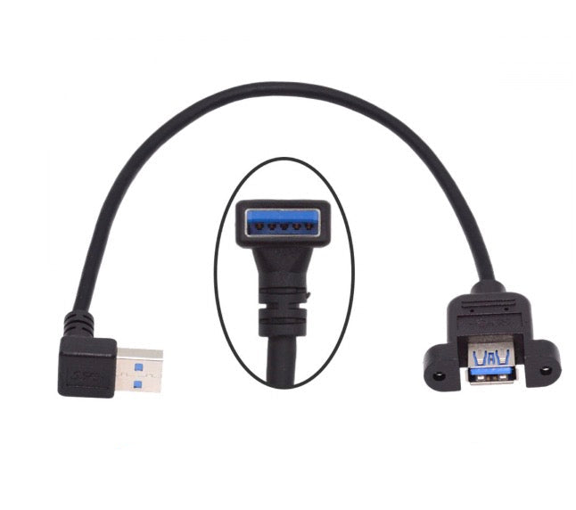 USB extension cable with connectors on a white background