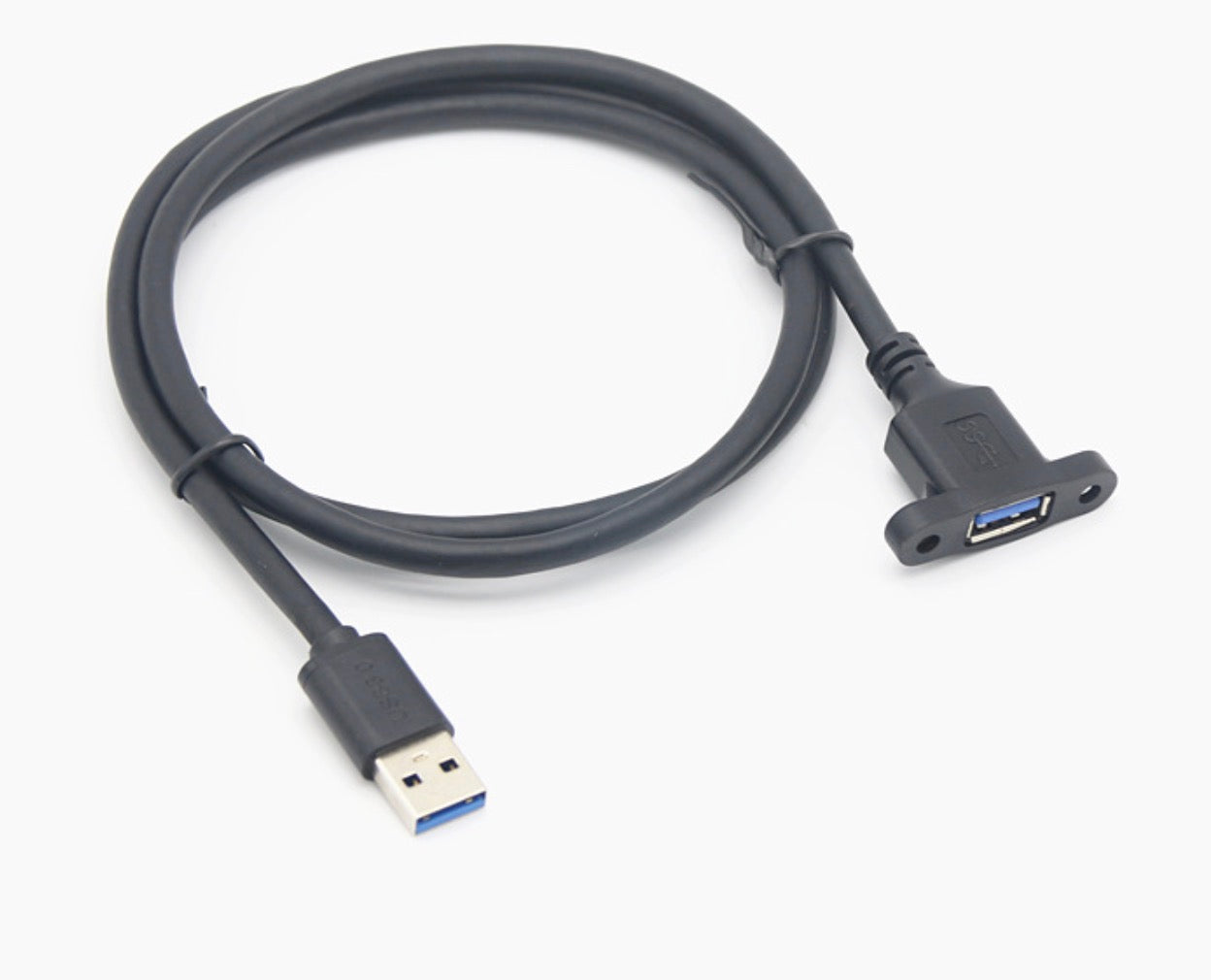 Panel mount USB A extension cable with screw fixing